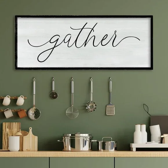 Dining Room Wall Decor Gather Sign 32×12 for Home Kitchen Cozy Family Reunion
